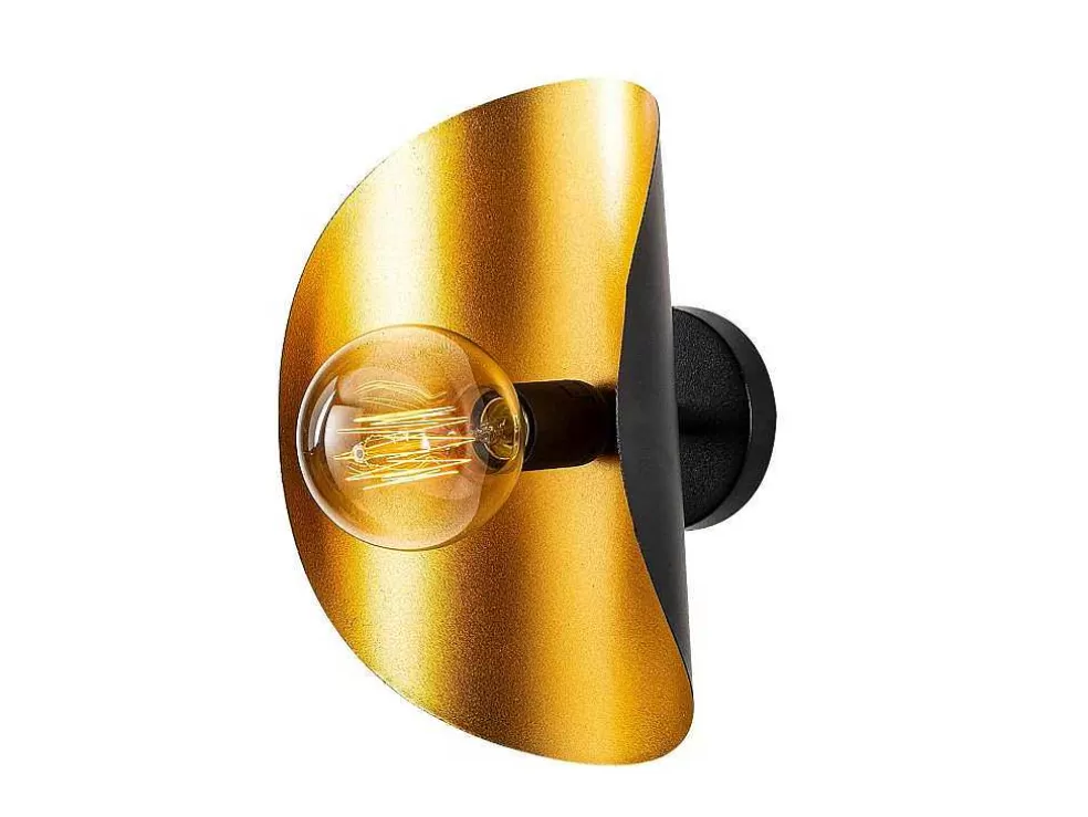 OZAIA Aplique De Parede Em Metal C. 13 X L. 17 X A. 30 Cm, Dourado E Preto - Helios* Candeeiro De Parede