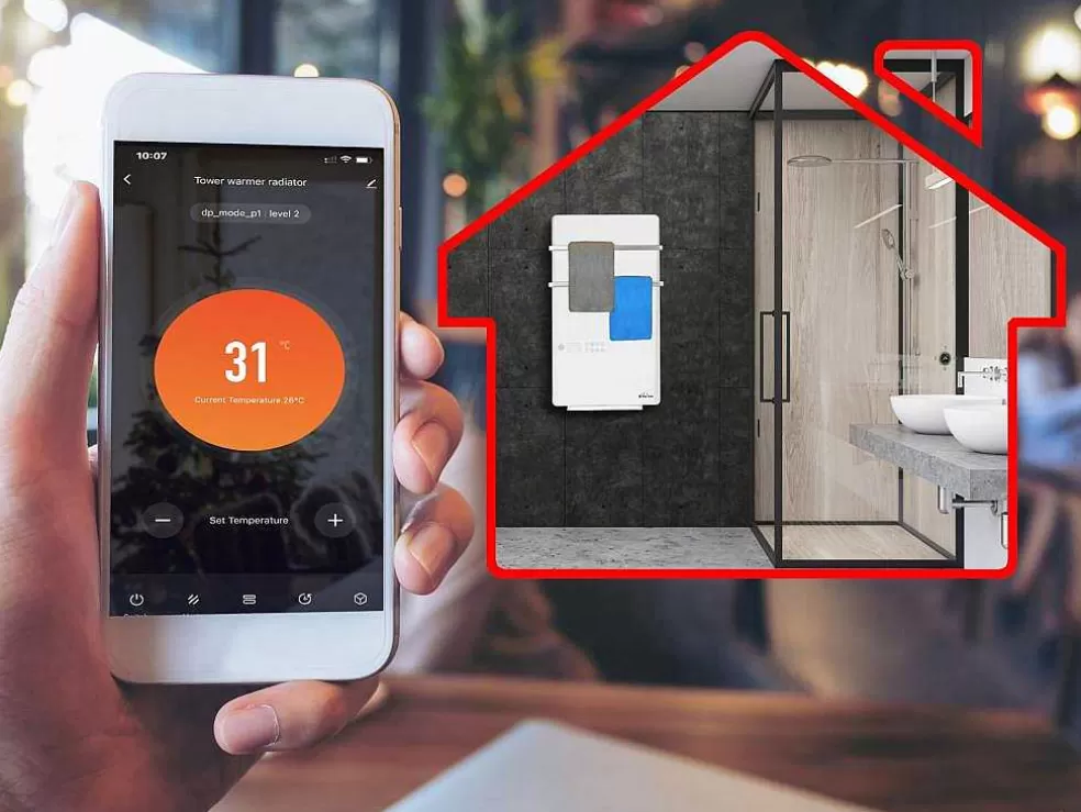 Purline Aquecedor De Toalhas Eletrico Digital De 2000 W Com Controlo Wifi* Promoções Casa De Banho & Bem-Estar