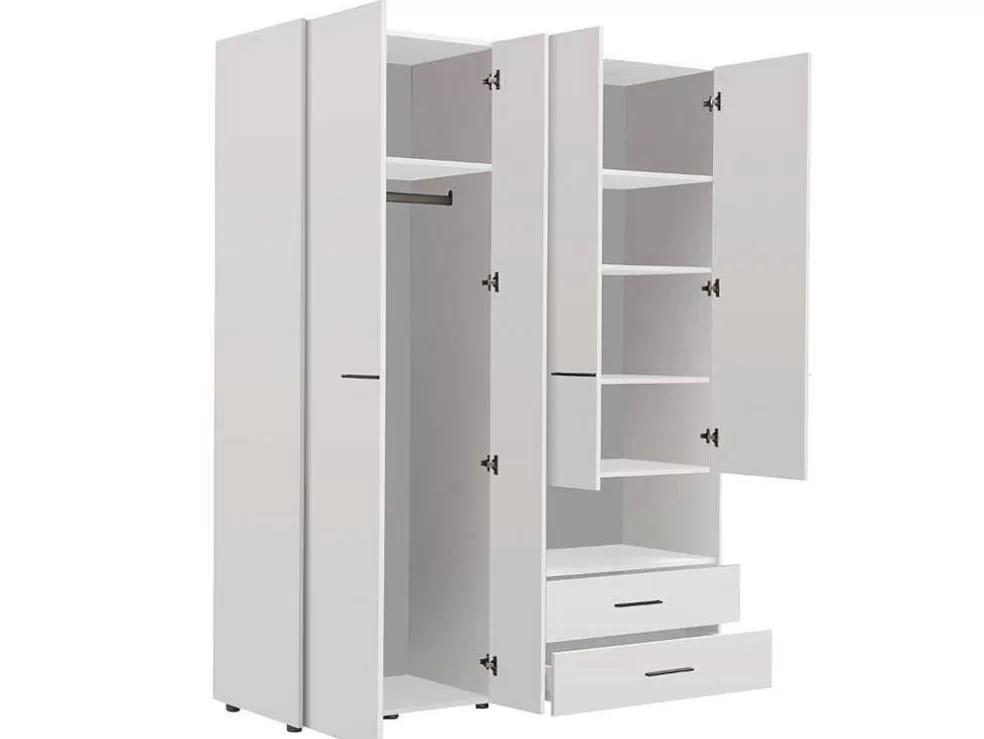 Vente-unique Armário Com 3 Portas, 2 Gavetas E Espelho C. 161 Cm Branco - Thelma* Armário E Roupeiro