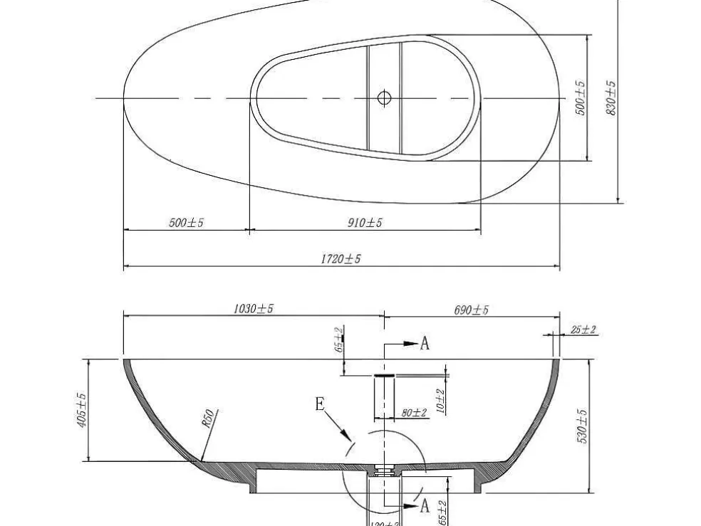 Shower & Design Banheira Clássica Assimetrica Com Solid Surface De 268 L Dimensoes 172 X 83 X 53 Cm Cor Branca - Fenice* Banheira De Pousar