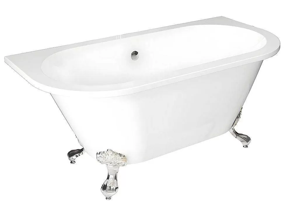 Shower & Design Banheira Semi-Clássica Retro Com Pés De 154 L Dimensoes 150 X 74 X 61 Cm Cor Branco Em Acrilico - Sparus* Banheira De Pousar E Encostar