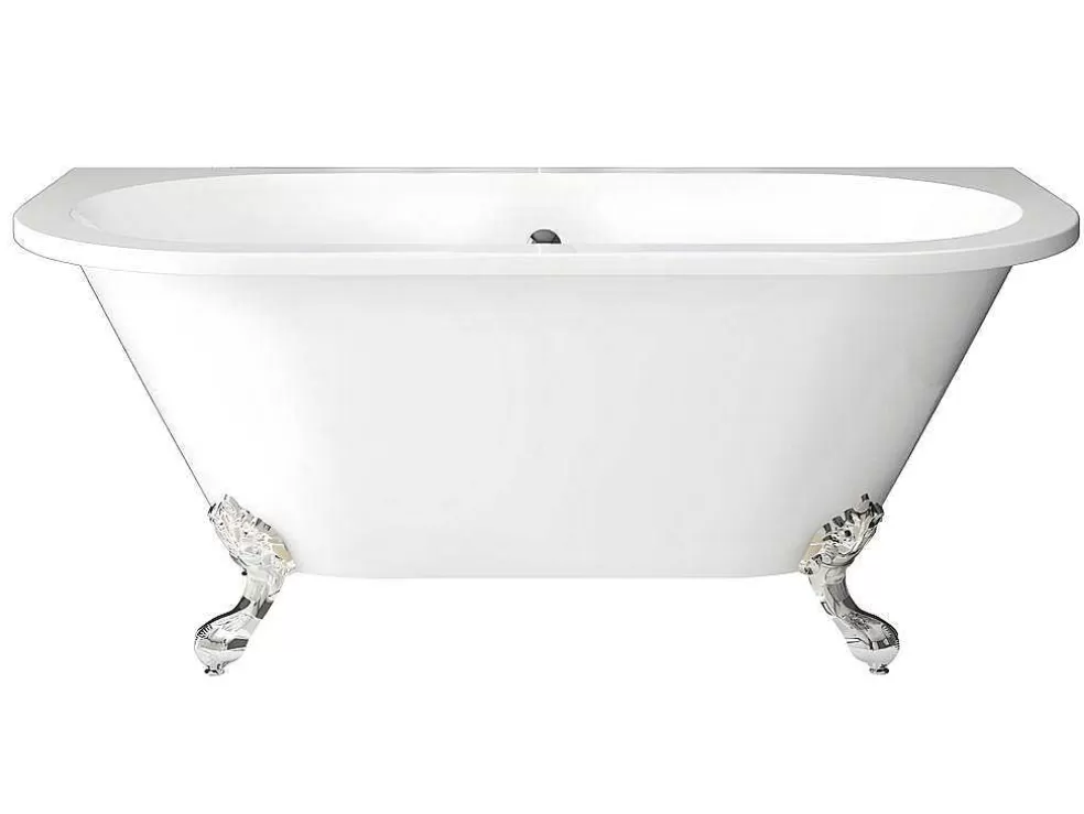 Shower & Design Banheira Semi-Clássica Retro Com Pés De 154 L Dimensoes 150 X 74 X 61 Cm Cor Branco Em Acrilico - Sparus* Banheira De Pousar E Encostar