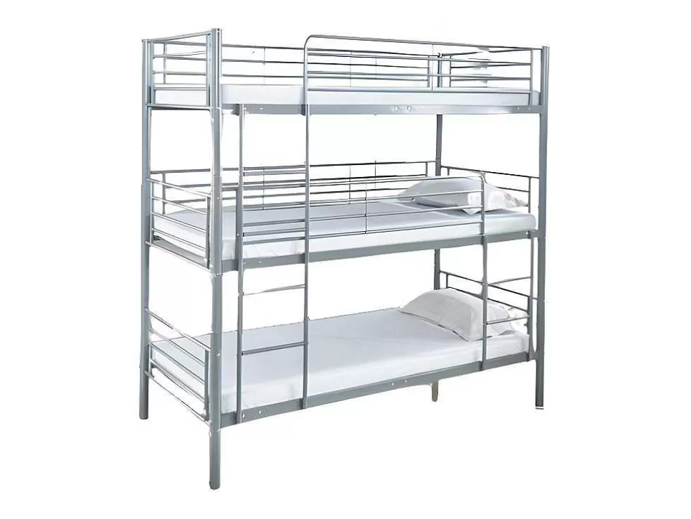 Saldosystocks Beliche Triplo Com Estrutura Metalica Cinza, 215X200X97Cm* Cama De Adulto