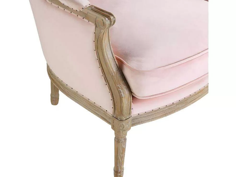 Vente-unique Cadeirão Em Veludo Rosa Pastel - Alienor* Poltrona Em Veludo