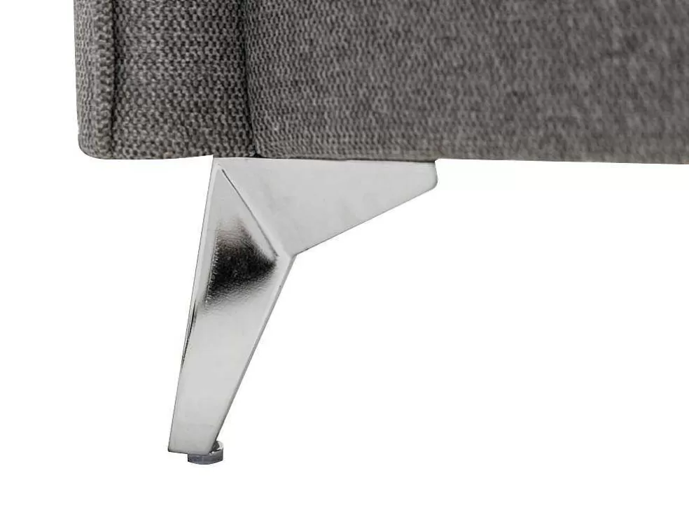 Vente-unique Cama 160 X 200 Cm Com Cabeceira De Cama Acolchoada Tecido Cinzento - Funiti* Cama De Adulto