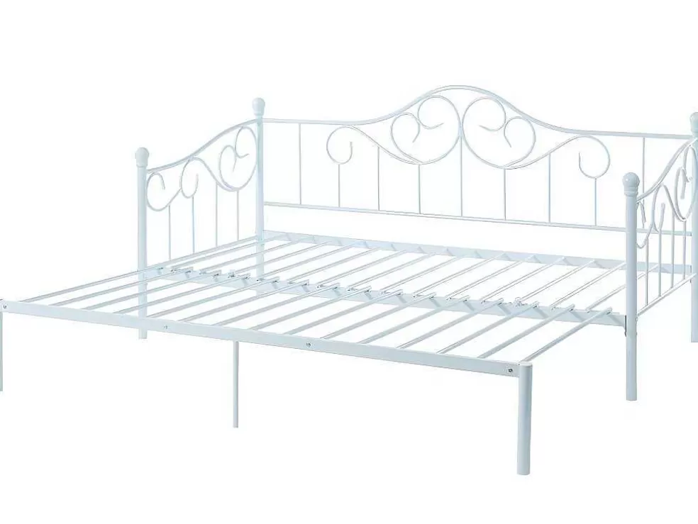 Vente-unique Cama Dupla 2X90X200 Ou 180X200 Cm Em Metal Branco - Sebille* Cama Dupla
