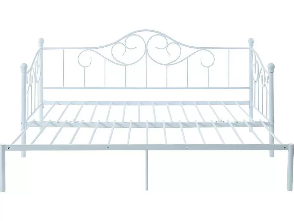 Vente-unique Cama Dupla 2X90X200 Ou 180X200 Cm Em Metal Branco - Sebille* Cama Dupla
