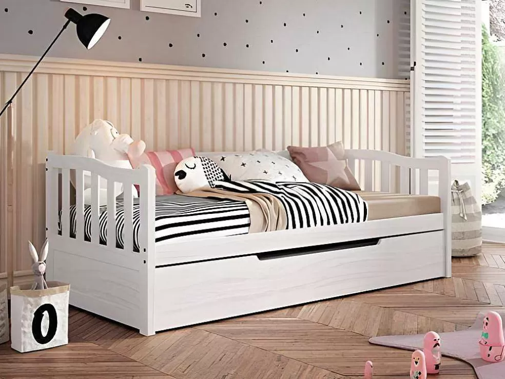 Venprodin Cama Gaucha Em Pinho Macico Branco Para Cama Branca - 90X190* Cama Dupla