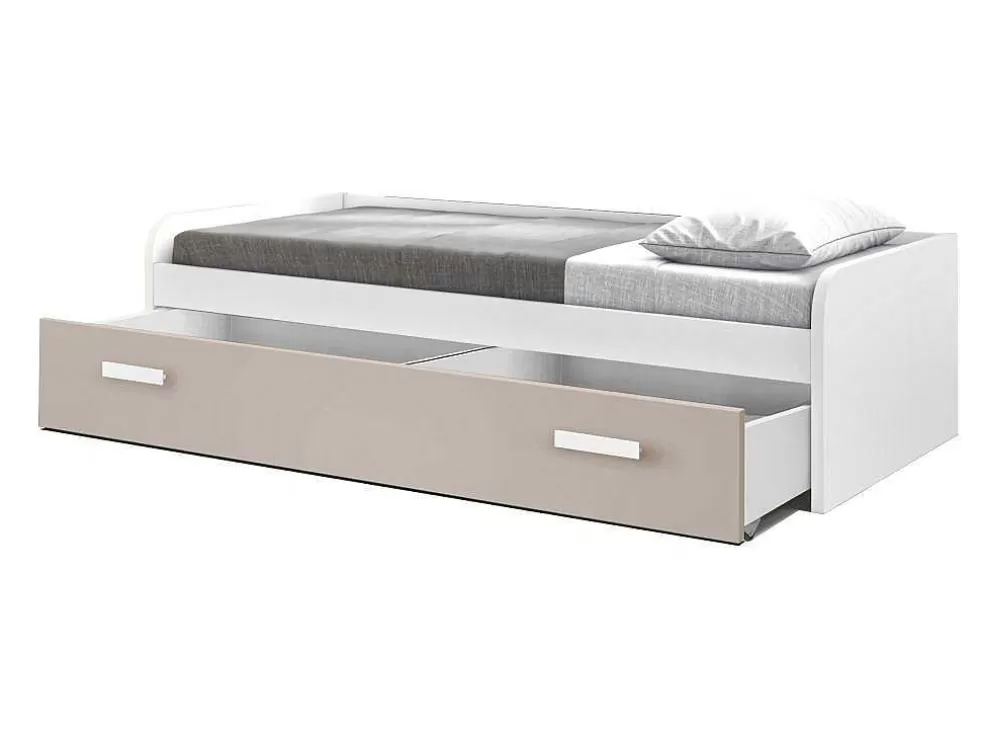 Venprodin Cama Gaveta - 105 Cm 54X190X113Cm - Branco-Cappuccino* Cama Com Arrumação