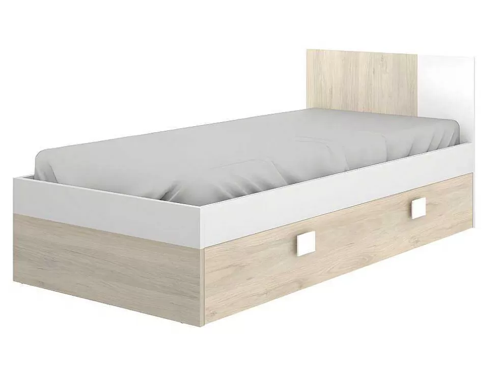 Vente-unique Cama Para Crianças 2X90X190 Cm Em Natural E Branco - Sonia* Cama Dupla