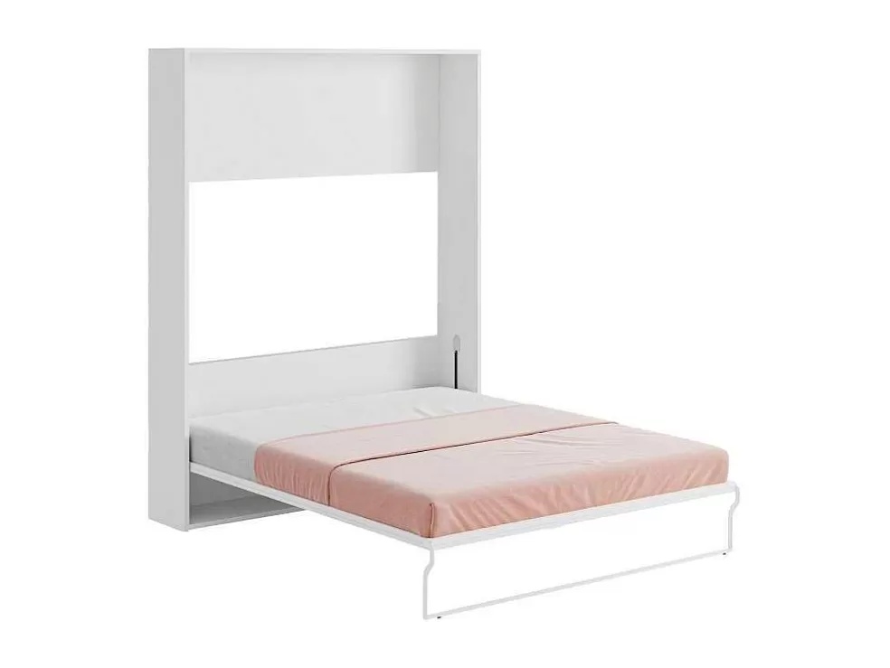 Vente-unique Cama Rebatível 160 X 200 Cm Abertura Vertical Manual Branco - Malina Ii* Cama De Adulto