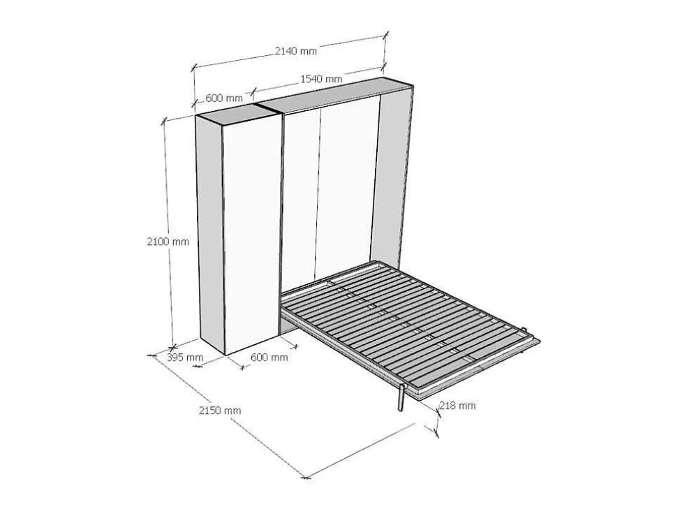 ITAMOBY Cama Retratil 140 Vertical Kentaro Com Armário Coluna Nogueira* Cama Rebatível