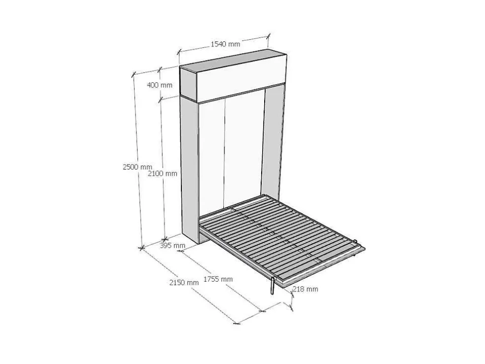 ITAMOBY Cama Retratil 140 Vertical Kentaro Com Armário Suspenso Nogueira* Cama Rebatível