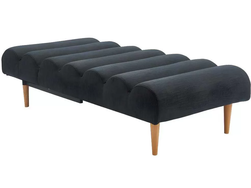Vente-unique Chaise Longue Convertivel Em Cama Em Tecido Cinzento Escuro - Cival* Chaise Longue