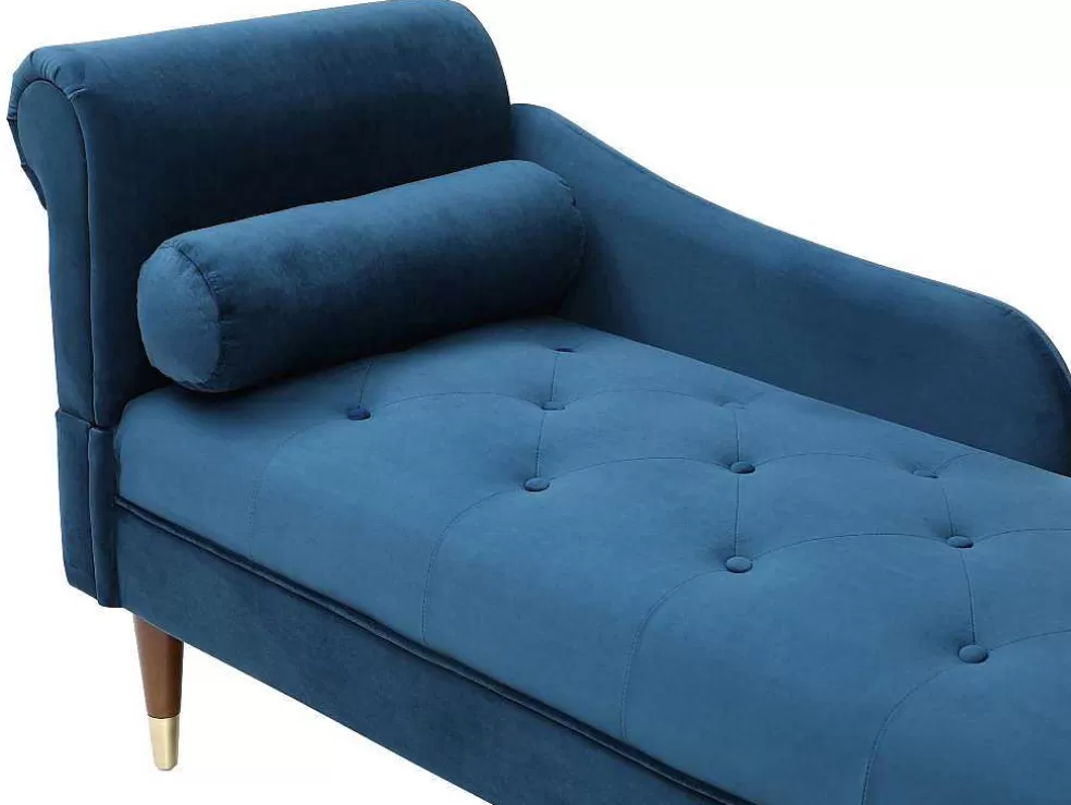 Vente-unique Chaise-Longue Direita Em Veludo Azul-Esverdeado - Umari* Chaise Longue