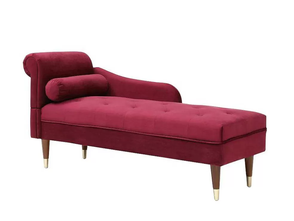 Vente-unique Chaise-Longue Direita Em Veludo Bordeaux - Umari* Chaise Longue