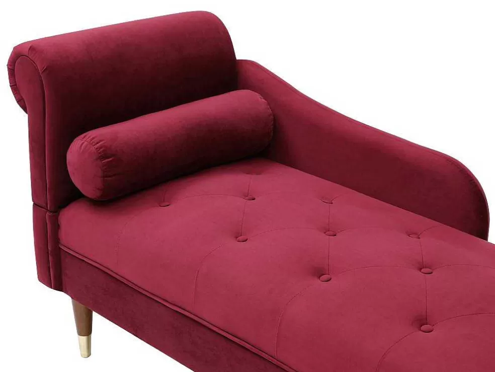 Vente-unique Chaise-Longue Direita Em Veludo Bordeaux - Umari* Chaise Longue