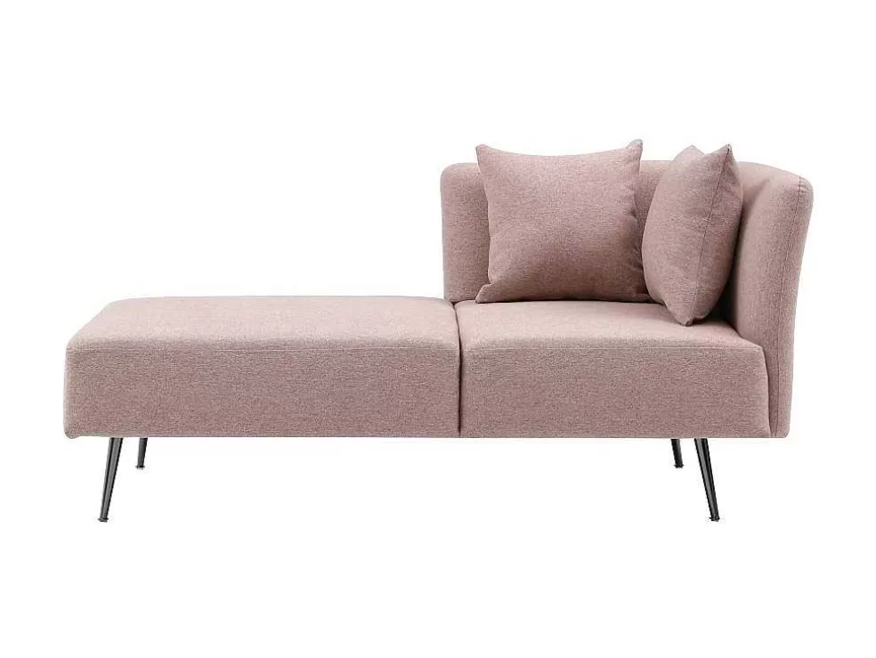 Vente-unique Chaise-Longue Esquerda Em Tecido Cor-De-Rosa - Napasa* Chaise Longue