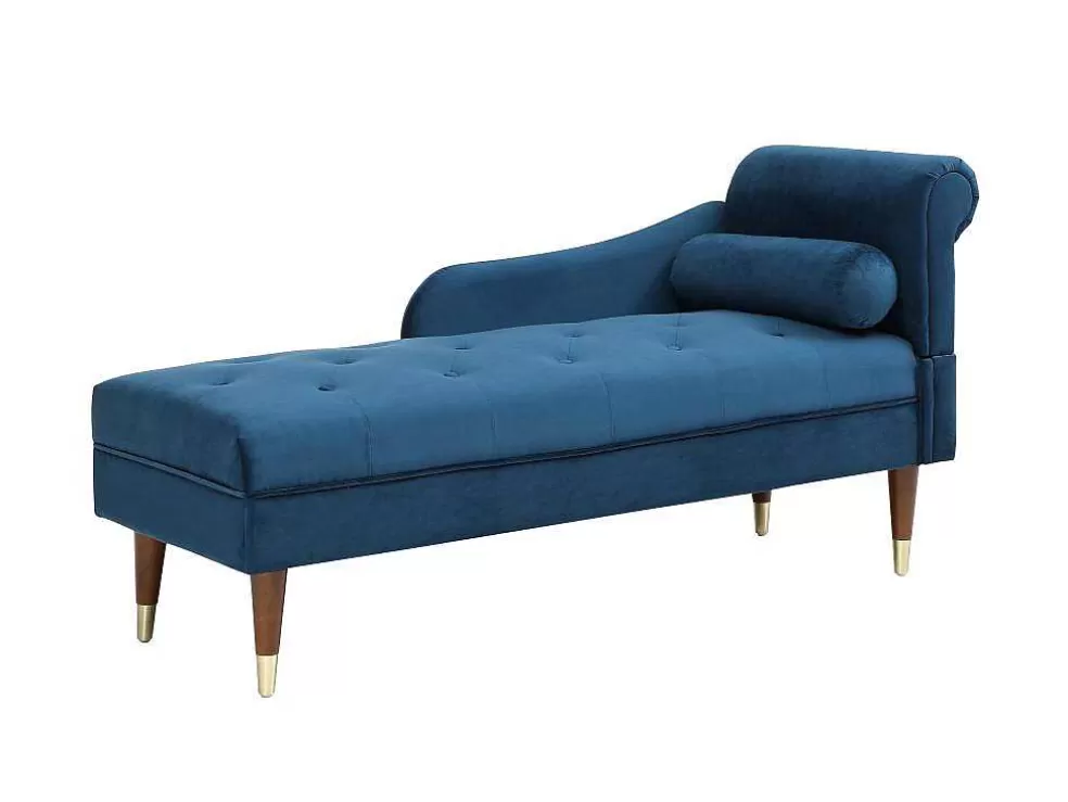 Vente-unique Chaise-Longue Esquerda Em Veludo Azul-Esverdeado - Umari* Chaise Longue