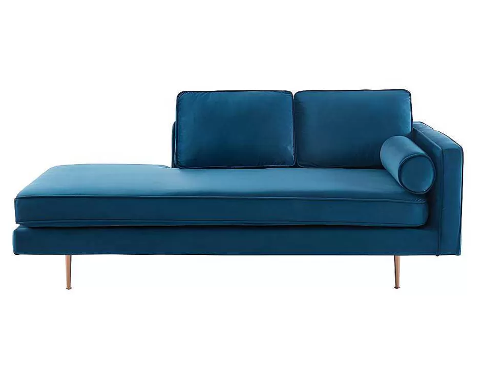 Vente-unique Chaise-Longue Esquerda Em Veludo Kahel - Azul-Escerdeado* Chaise Longue