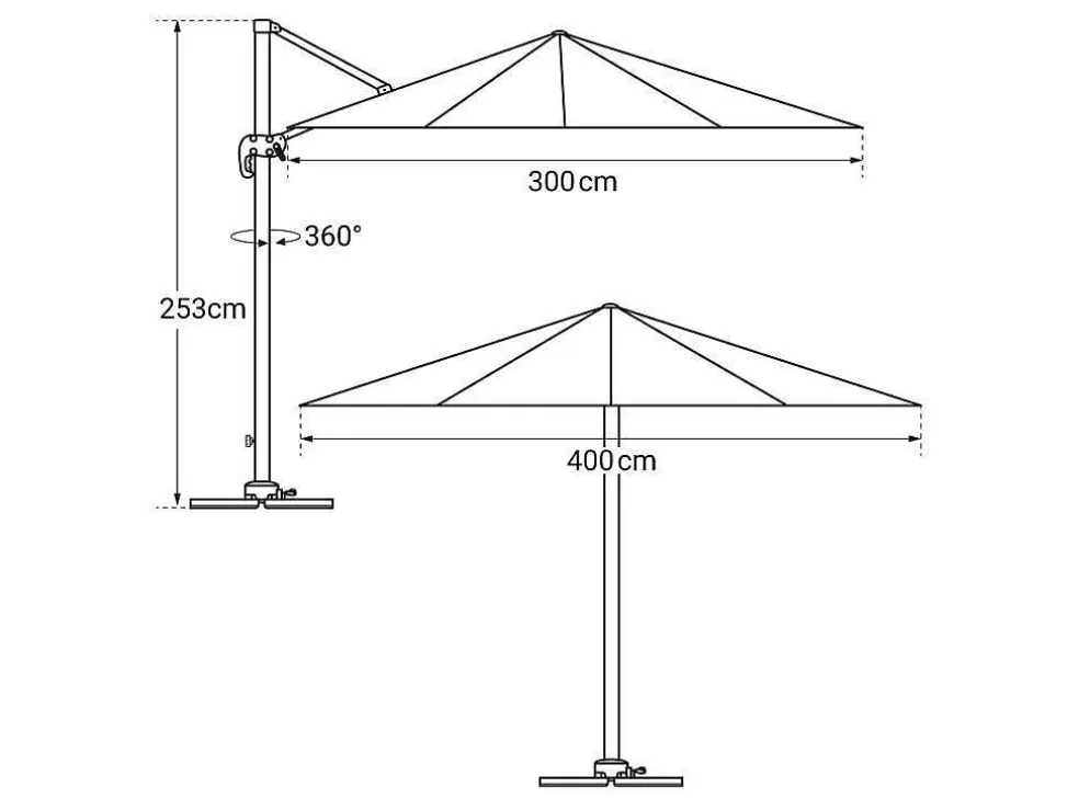 Happy Garden Chapeu De Sol Molokai Rectangular De 3X4M Bege + Tampa* Guarda Sol