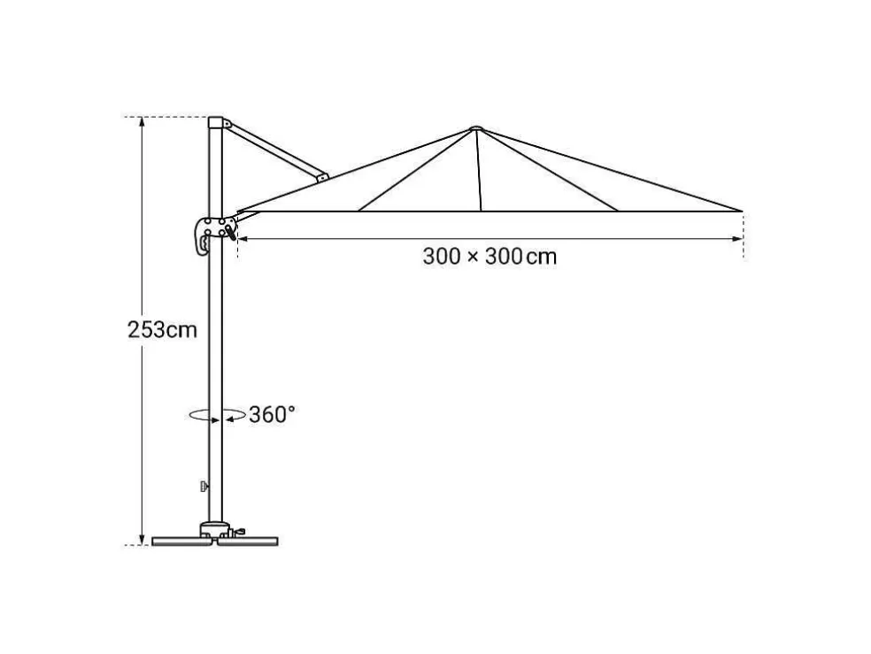 Happy Garden Chapeu De Sol Offset Molokai Quadrado 3X3M Branco + Tampa* Guarda Sol