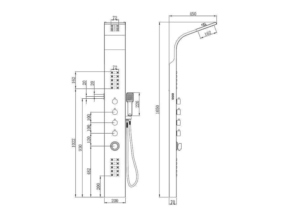 Shower & Design Coluna De Duche Hidromassagem Termostatica Com Leds Felicita - 20 X 165 Cm - Prateada* Coluna De Duche