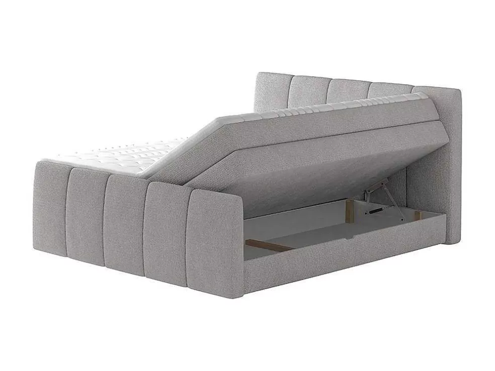 Palacio Conjunto Boxspring Completo Cabeceira De Cama + Sommiers Com Bau + Colchão + Sobrecolchão Verone - Cinza-Claro - 160X200 Cm* Cama Boxspring, Cama Continental