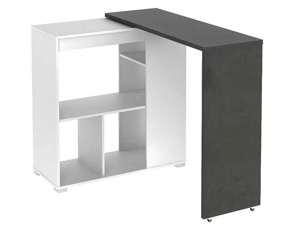 Vente-unique Conjunto "Comer Em Pe": Móvel De Bar Saturne + 2 Bancos Altos Calas - Branco E Cinza Cimento* Móvel De Bar