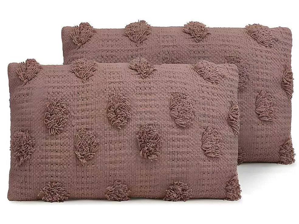 OZAIA Conjunto De 2 Almofadas 100% Algodao Tufado De 30 X 50 Cm Cor-De-Rosa Velho - Jadel* Têxtil De Casa