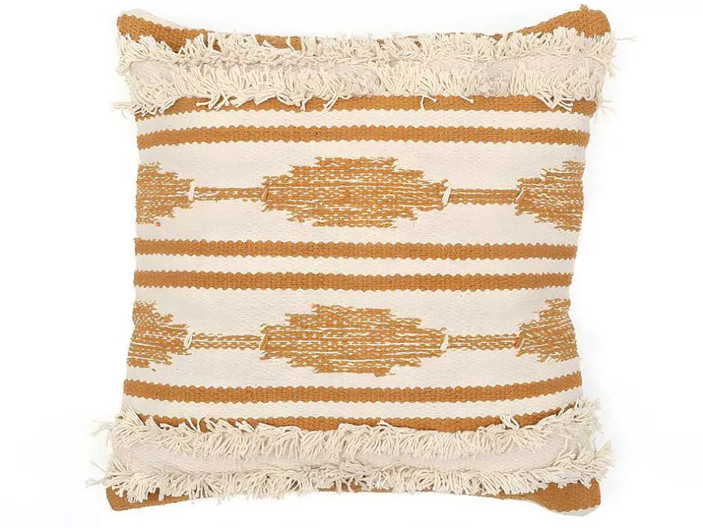 OZAIA Conjunto De 2 Almofadas Com Franjas Em Algodao De 40 X 40 Cm Cor Amarelo E Bege - Karius* Têxtil De Casa