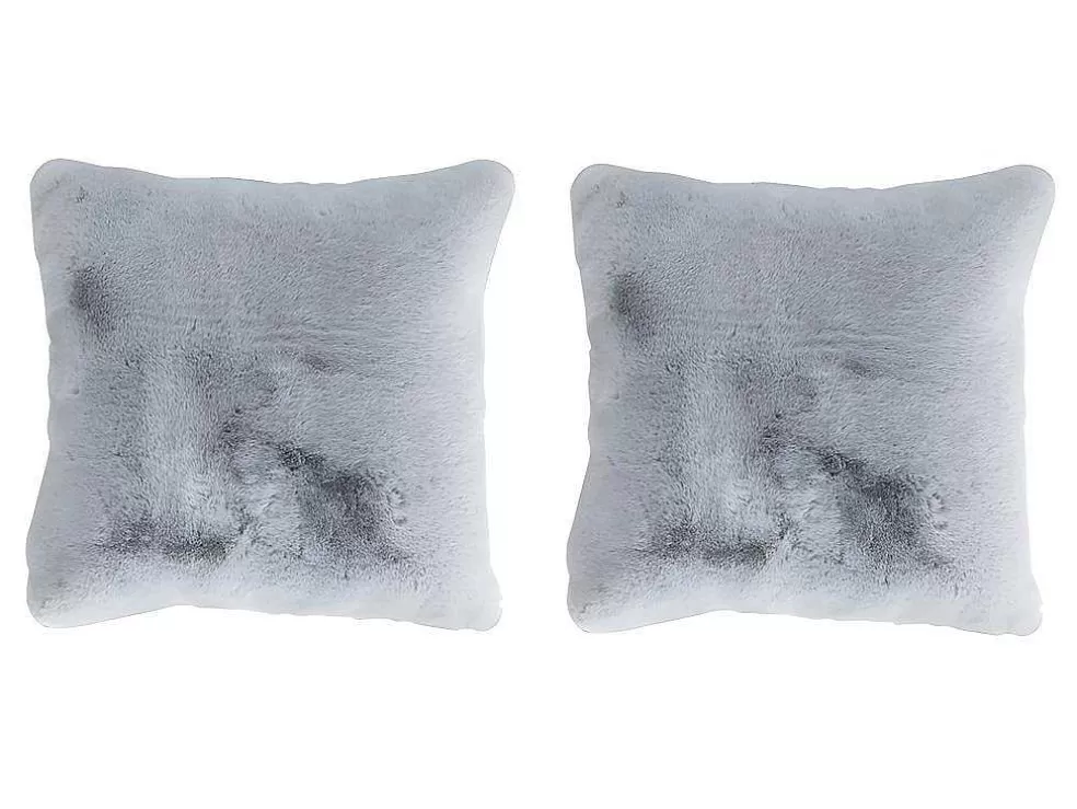 OZAIA Conjunto De 2 Almofadas Efeito Pelo 100% Poliester 45X45 Cm Cinza - Bunny* Têxtil De Casa