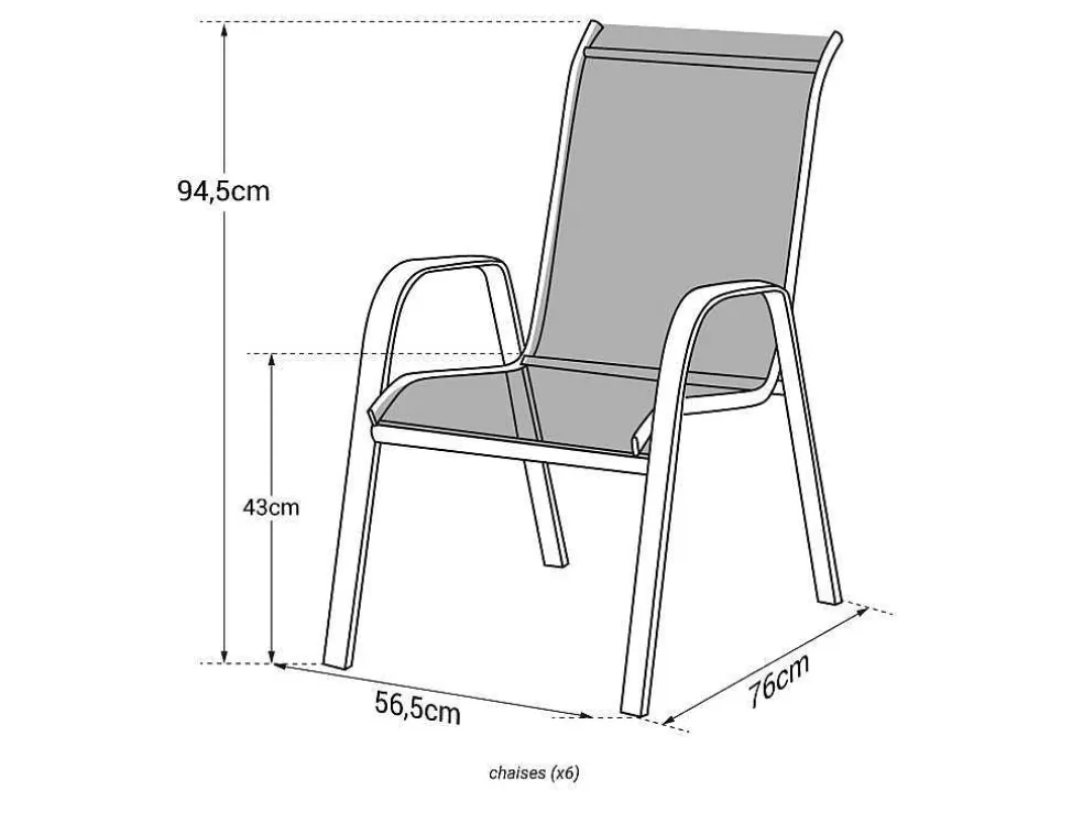 Happy Garden Conjunto De 6 Cadeiras Marbella Em Taupe Têxtilene - Aluminio Branco* Conjunto Mesa E Cadeiras De Jardim