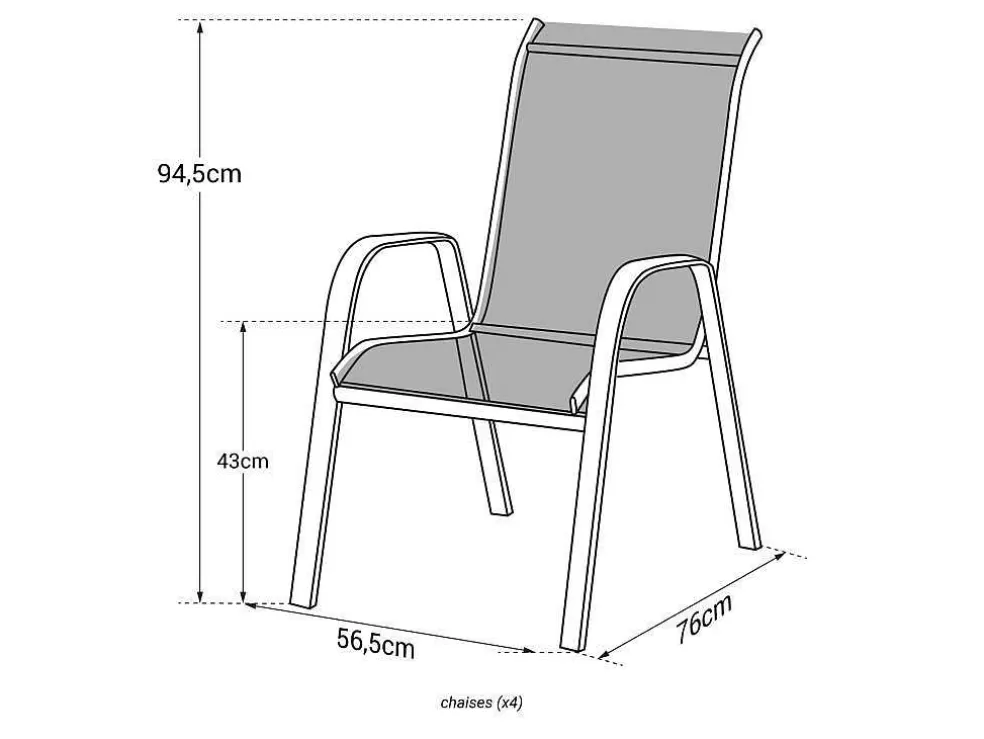 Happy Garden Conjunto De 4 Cadeiras Marbella Em Têxtilene Verde - Aluminio Branco* Conjunto Mesa E Cadeiras De Jardim