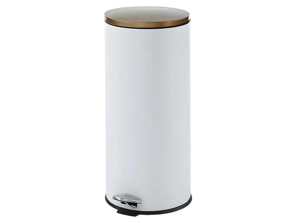 OZAIA Conjunto De 2 Caixotes Do Lixo Com Pedal Em Inox De 30 L E 3 L Cor Branco E Dourado - Pira* Acessórios E Arrumação De Cozinha