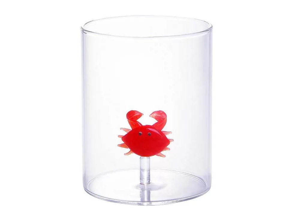 OZAIA Conjunto De 4 Copos Animais, Vidro Soprado Transparente E Vermelho D7,5 X A9,5 Cm - Apuna* Louça E Utensílios De Cozinha