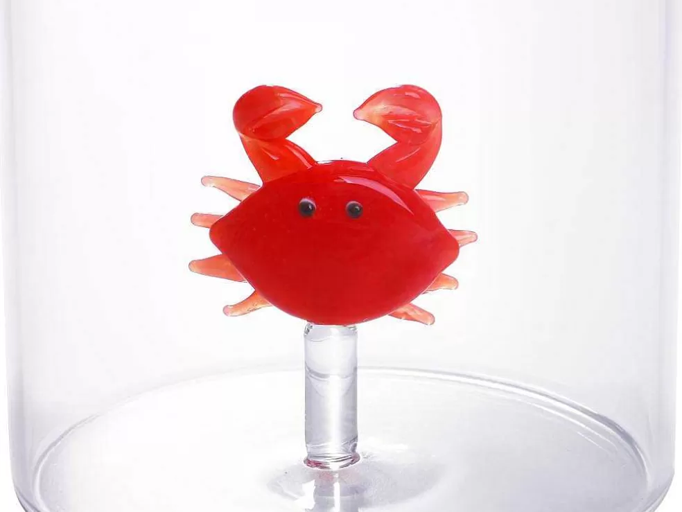 OZAIA Conjunto De 4 Copos Animais, Vidro Soprado Transparente E Vermelho D7,5 X A9,5 Cm - Apuna* Louça E Utensílios De Cozinha