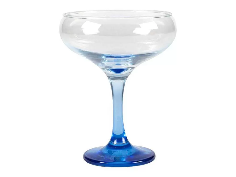 OZAIA Conjunto De 6 Copos De Cocktail Azuis Com Base - 32 Cl - D. 6,5 X A. 20 Cm - Coraly* Louça E Utensílios De Cozinha