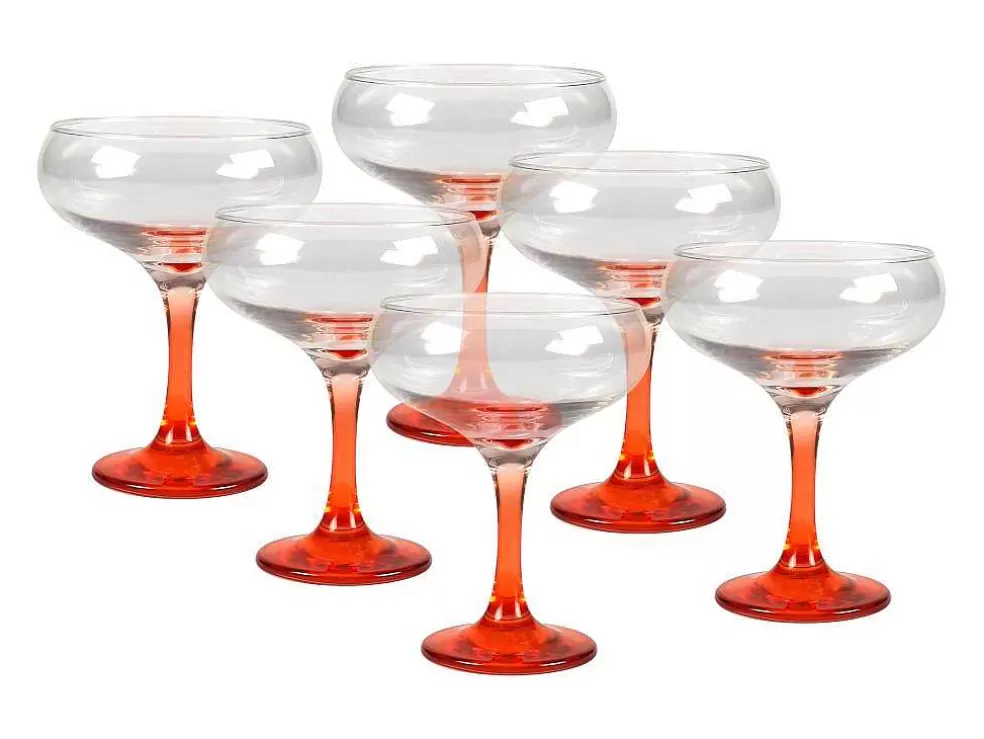 OZAIA Conjunto De 6 Copos Para Coquetel Com Base Em Laranja De 32 Cl - D. 6,5 X A. 20 Cm - Coraly* Louça E Utensílios De Cozinha