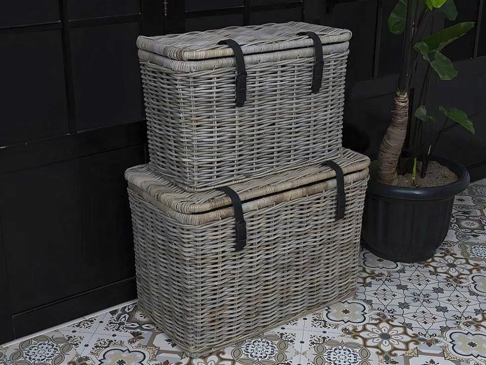 OZAIA Conjunto De 2 Malas Em Kubu De C80 X L45 X A55 Cm E C70 X L35 X A45 Cm Cor Cinza Natural - Nefta* Acessórios De Arrumação