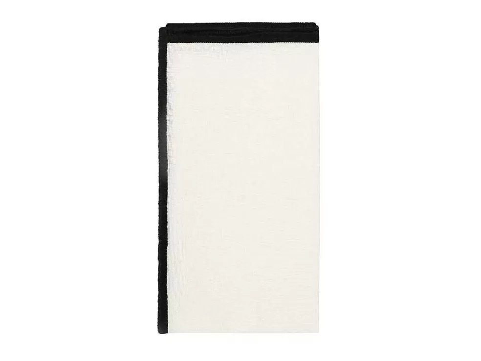 OZAIA Conjunto Toalha + 4 Guardanapos De Mesa Em Linho E Algodao, Borda Preta, Branco, 170 X 300 Cm - Borina* Têxteis De Mesa
