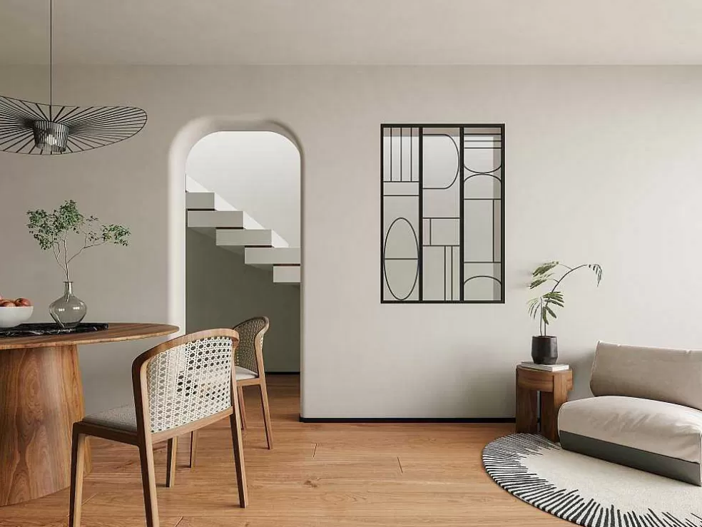 Vente-unique Divisória De Atelier Aluminio Termolacado Estilo Art Deco 90X130 Cm, Preto - Coubarta* Divisória De Ambiente