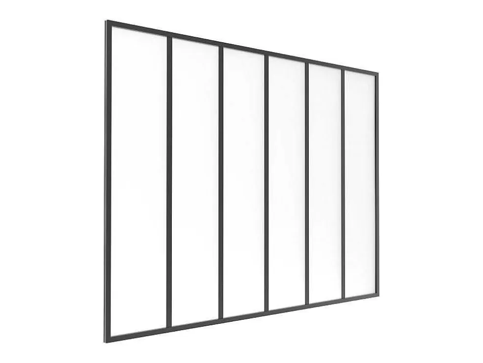 Vente-unique Divisória De Atelier Aluminio Vidro Fosco 180X130 Cm Preto - Bayview* Divisória De Ambiente