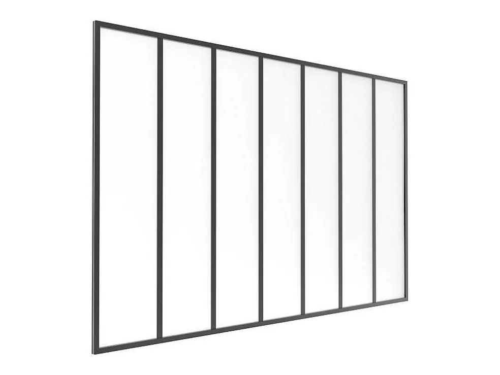 Vente-unique Divisória De Atelier Aluminio Vidro Fosco 210X130 Cm Preto - Bayview* Divisória De Ambiente