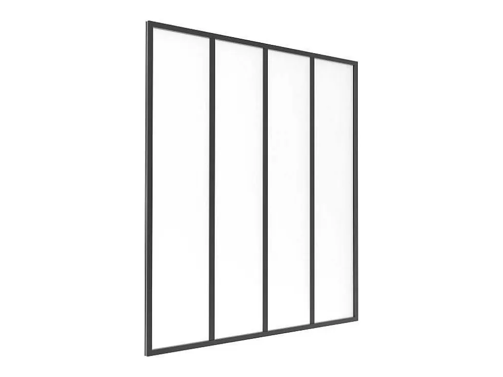 Vente-unique Divisória De Atelier Aluminio Vidro Fosco 120X130 Cm Preto - Bayview* Divisória De Ambiente