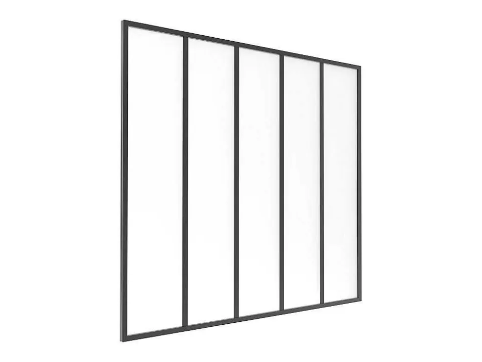 Vente-unique Divisória De Atelier Aluminio Vidro Fosco 150X130 Cm Preto - Bayview* Divisória De Ambiente