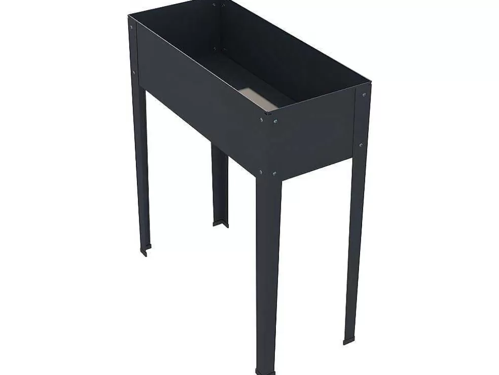 Vente-unique Floreira Com Pernas Em Aco Cinza De C70 X L30 X A80 Cm - Ygos* Floreira