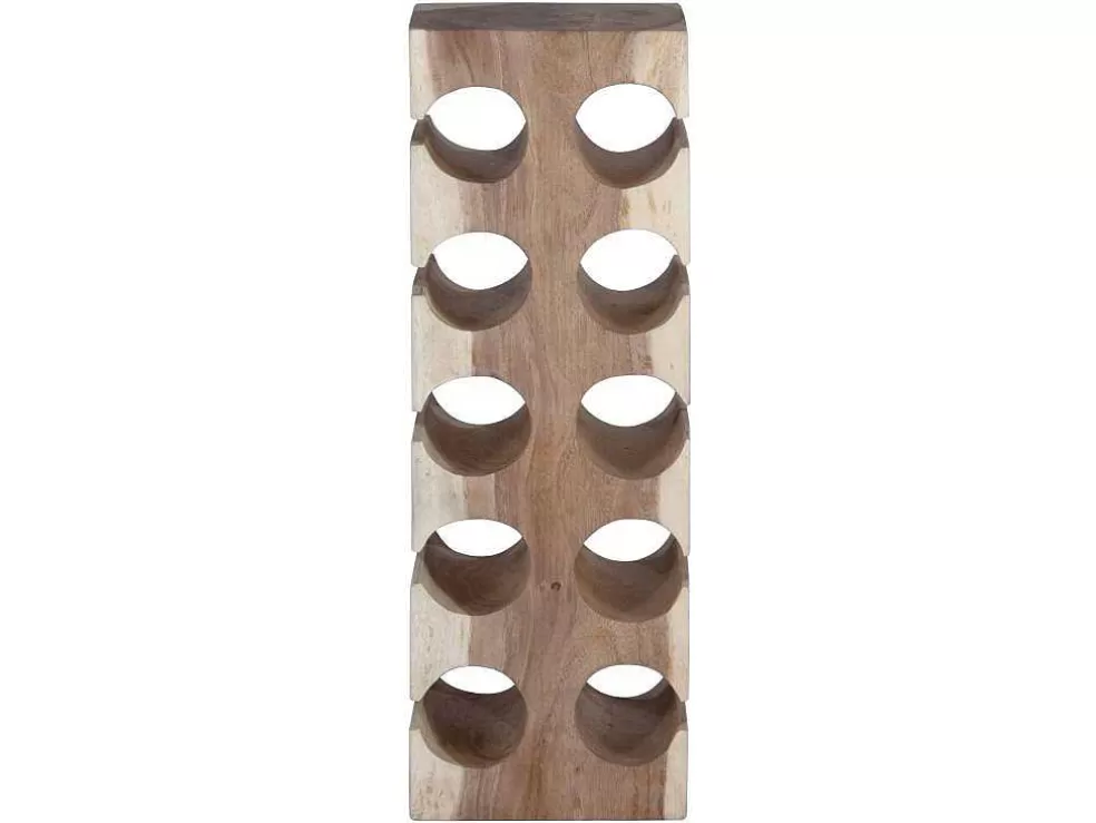 OZAIA Garrafeira Em Madeira De Suar Para 10 Garrafas De C. 19 X L. 27 X A. 70 Cm Cor Natural - Cagayan* Acessórios De Arrumação