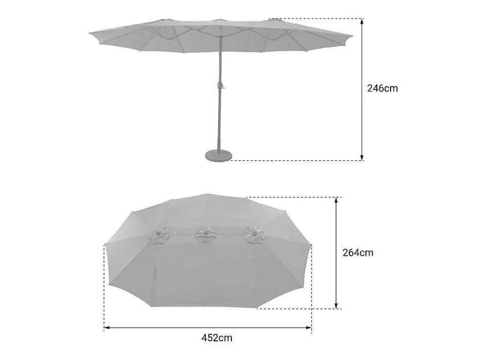 Happy Garden Guarda-Chuva Duplo 2,7X4,6M Linai Cinza* Guarda Sol