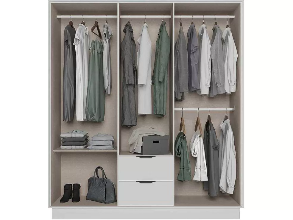 Vente-unique Guarda-Roupa 6 Portas E 2 Gavetas C162 Branco - Feova* Armário E Roupeiro